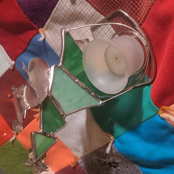 2/20$ INTERNATIONAL SILVER CO. Snowman Stained Glass Votive - Picture 9 of 12